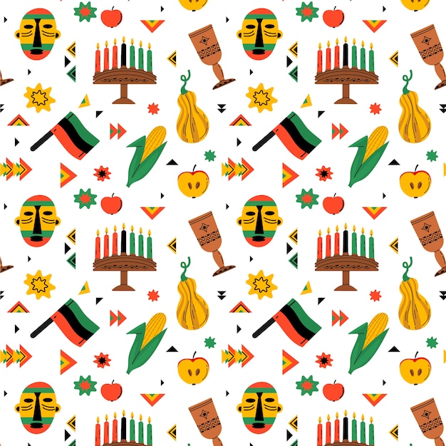 Free vector hand drawn flat kwanzaa pattern design