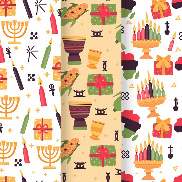 Hand drawn flat kwanzaa pattern design