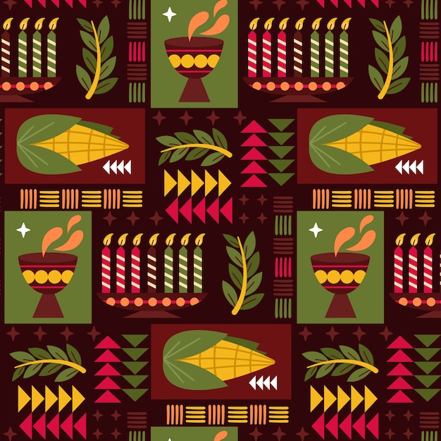 Free vector hand drawn flat kwanzaa pattern design