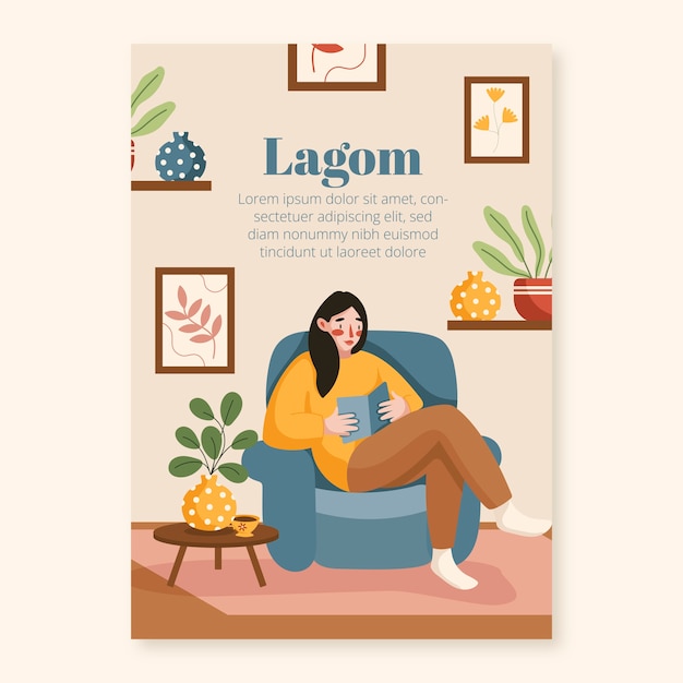 Free vector hand drawn flat lagom poster