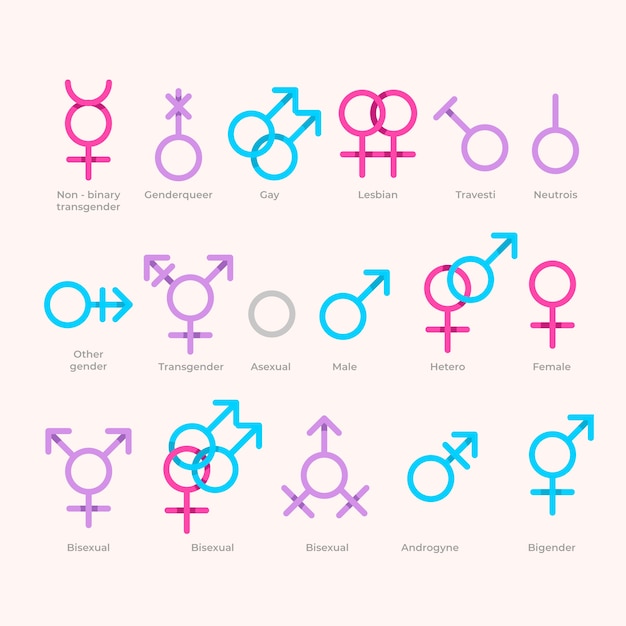 Free vector hand drawn flat lgbt symbols