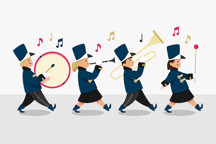 मुफ़्त वेक्टर hand drawn flat marching band illustration