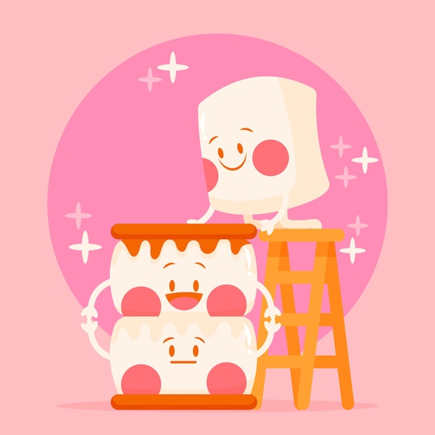 Free vector hand drawn flat marshmallow illustration