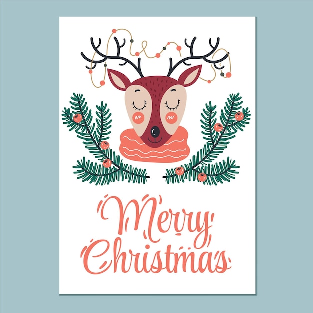 Free vector hand drawn flat merry christmas vertical poster template