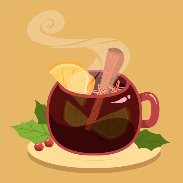 Free vector hand drawn flat mulled wine illustration