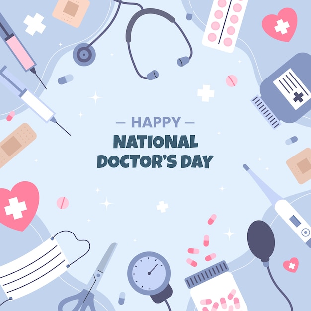 Hand drawn flat national doctor's day illustration