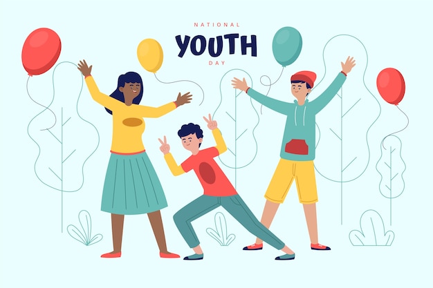 Free vector hand drawn flat national youth day background