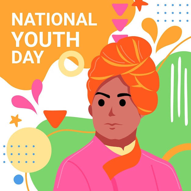Бесплатное векторное изображение Ручной обращается плоский фон национального дня молодежи