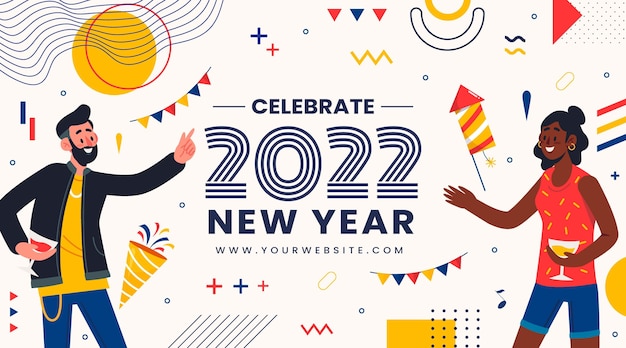 Hand drawn flat new year background