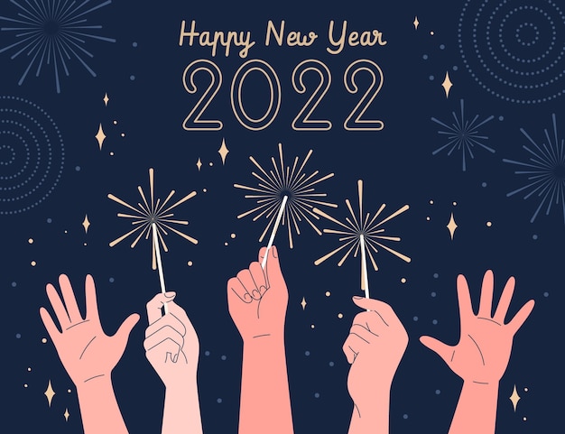 Hand drawn flat new year background Free Vector