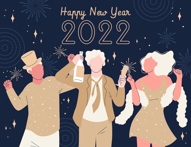 Hand drawn flat new year background