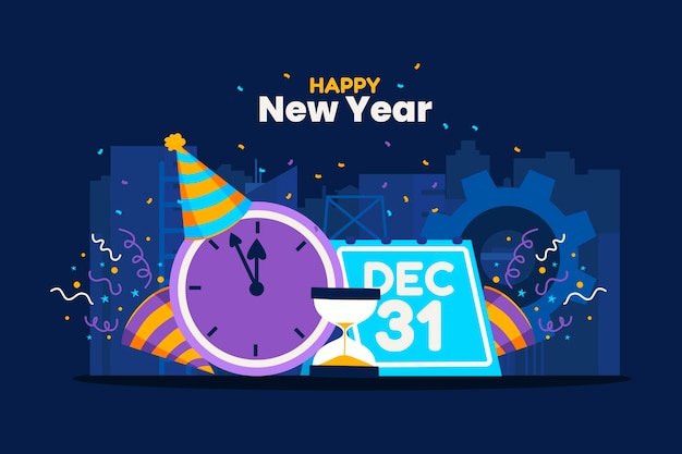 Free vector hand drawn flat new year background