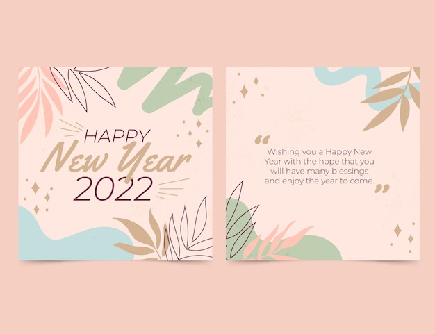 Free vector hand drawn flat new year greeting card template