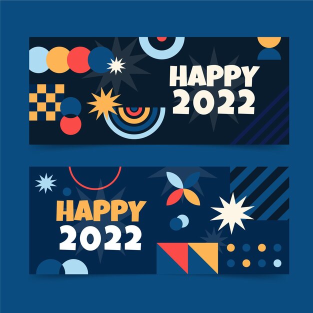 Free vector hand drawn flat new year horizontal banners set