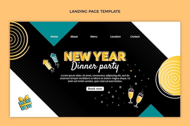 Free vector hand drawn flat new year landing page template