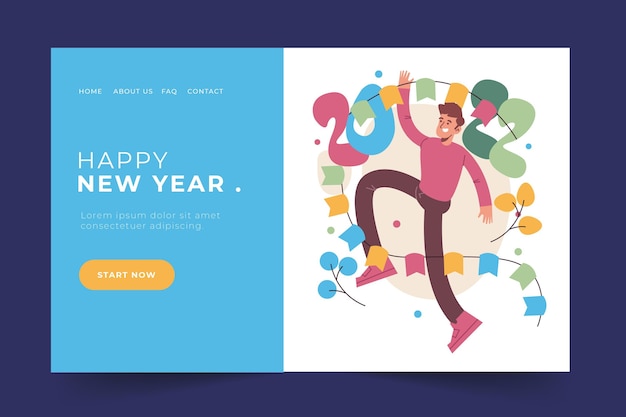 Free vector hand drawn flat new year landing page template