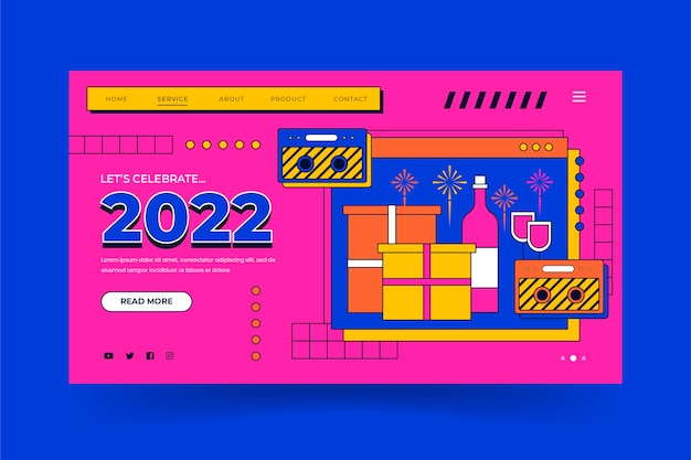 Vettore gratuito modello di pagina di destinazione piatto del nuovo anno disegnato a mano