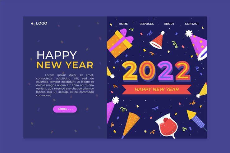 Free Vector hand drawn flat new year landing page template