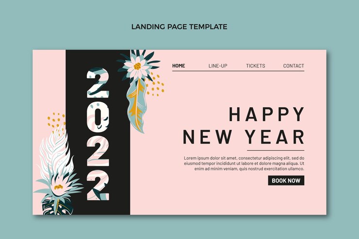 Free Vector hand drawn flat new year landing page template