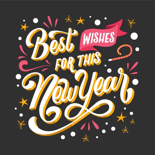 Hand drawn flat new year lettering