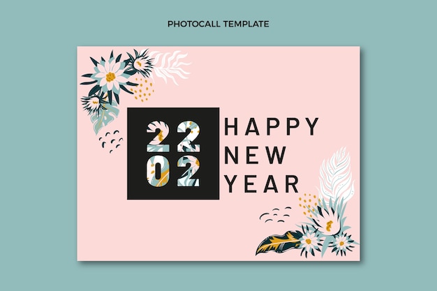 Free vector hand drawn flat new year photocall template