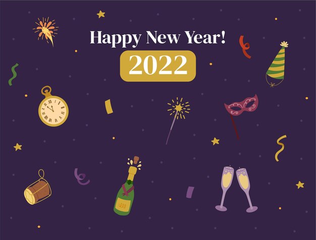 Free vector hand drawn flat new year photocall template