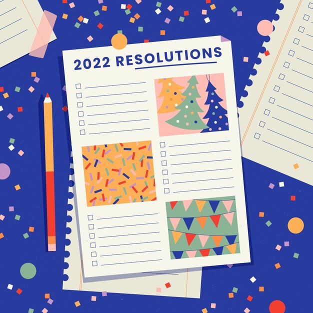 Hand drawn flat new year's resolutions illustration