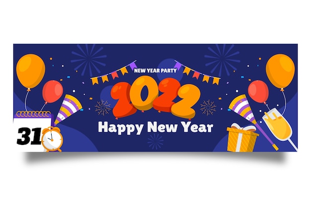 Free vector hand drawn flat new year social media cover template