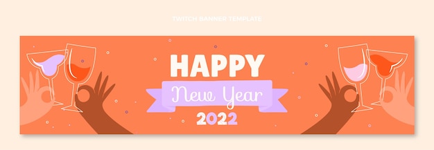 Hand drawn flat new year twitch banner