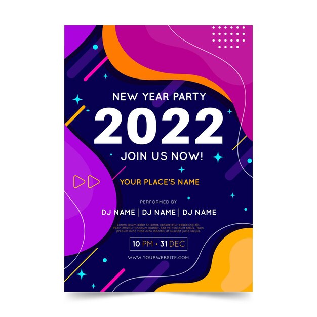 Hand drawn flat new year vertical poster template