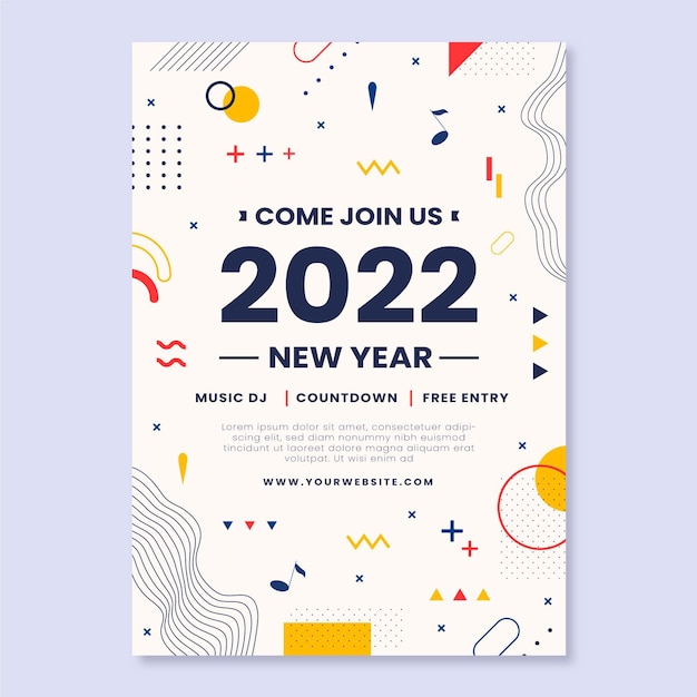 Hand drawn flat new year vertical poster template