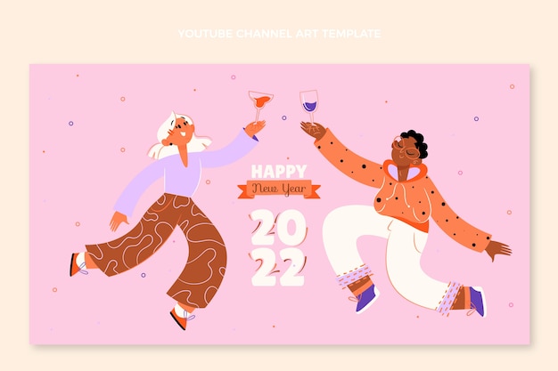 Free vector hand drawn flat new year youtube channel art