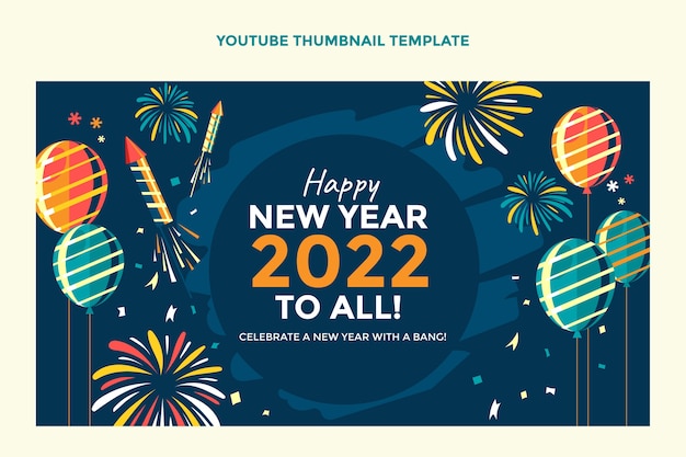 無料ベクター 手描きフラット新年youtubeサムネイル