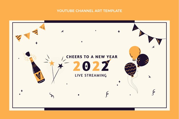 Hand drawn flat new year youtube thumbnail