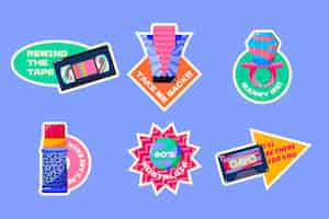 Free vector hand drawn flat nostalgic 90's badges