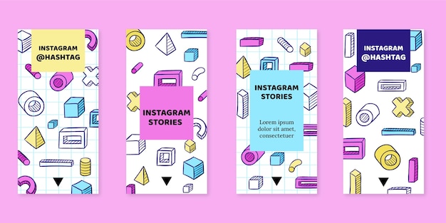 Free vector hand drawn flat nostalgic 90's instagram stories