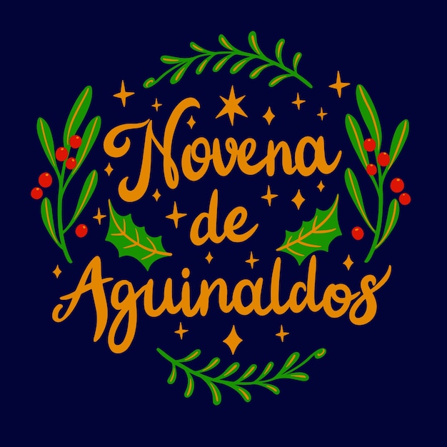 무료 벡터 손으로 그린 평면 novena de aguinaldos 글자