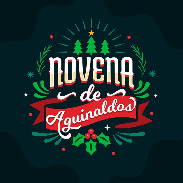 Hand drawn flat novena de aguinaldos lettering