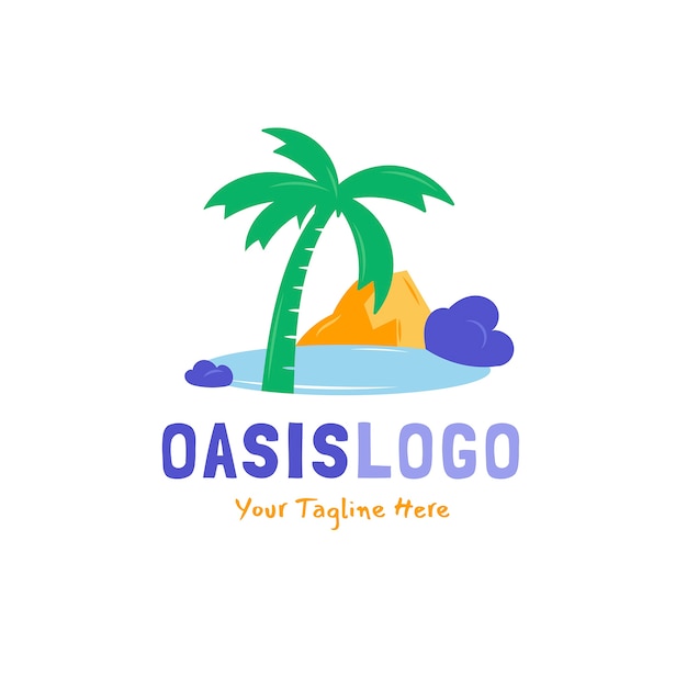 Logo dell'oasi piatta disegnato a mano