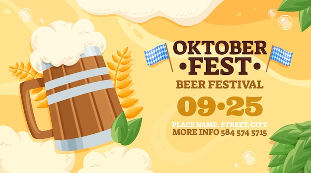 Free vector hand drawn flat oktoberfest banner