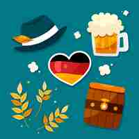 Free vector hand drawn flat oktoberfest element collection