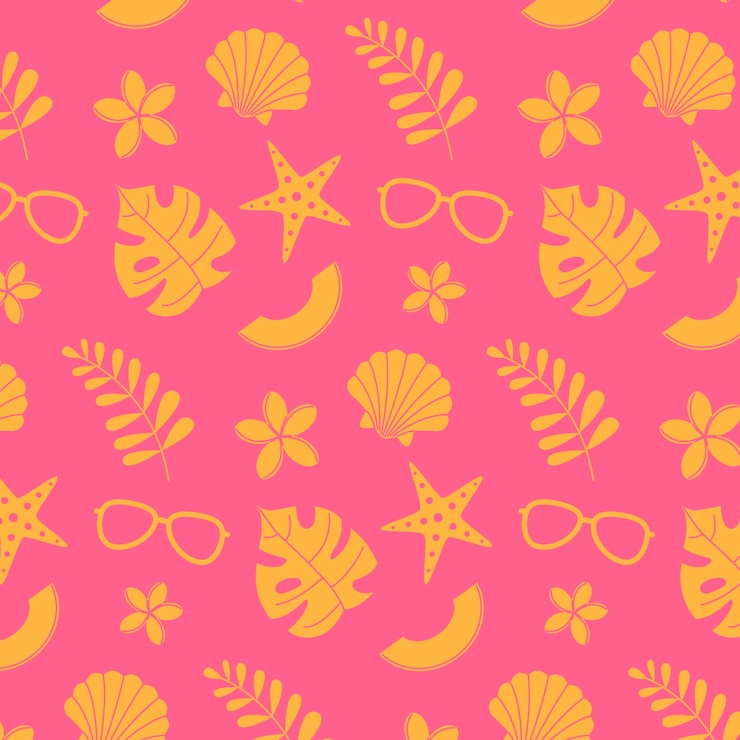 Free Vector hand drawn flat pattern summer duotone