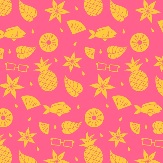 Free vector hand drawn flat pattern summer duotone