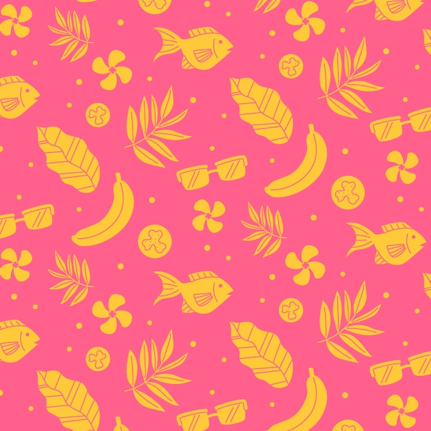 Free vector hand drawn flat pattern summer duotone