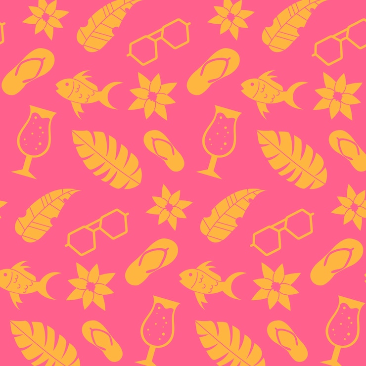 Free Vector hand drawn flat pattern summer duotone