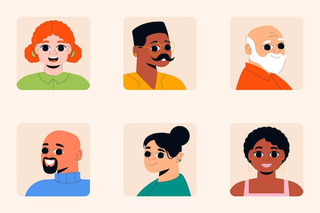 Hand drawn flat people avatars collection