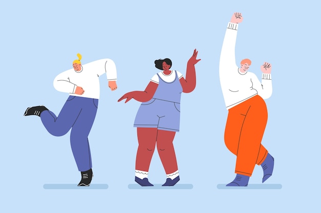 Free vector hand drawn flat people dancing set