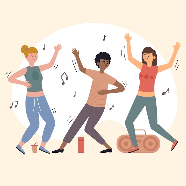 Free vector hand drawn flat people dancing together