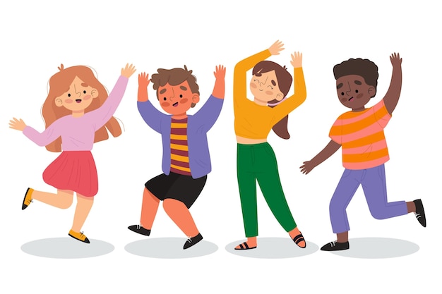 Free vector hand drawn flat people dancing