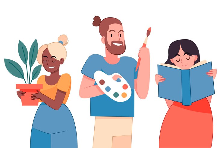 Free Vector hand drawn flat people hobbies